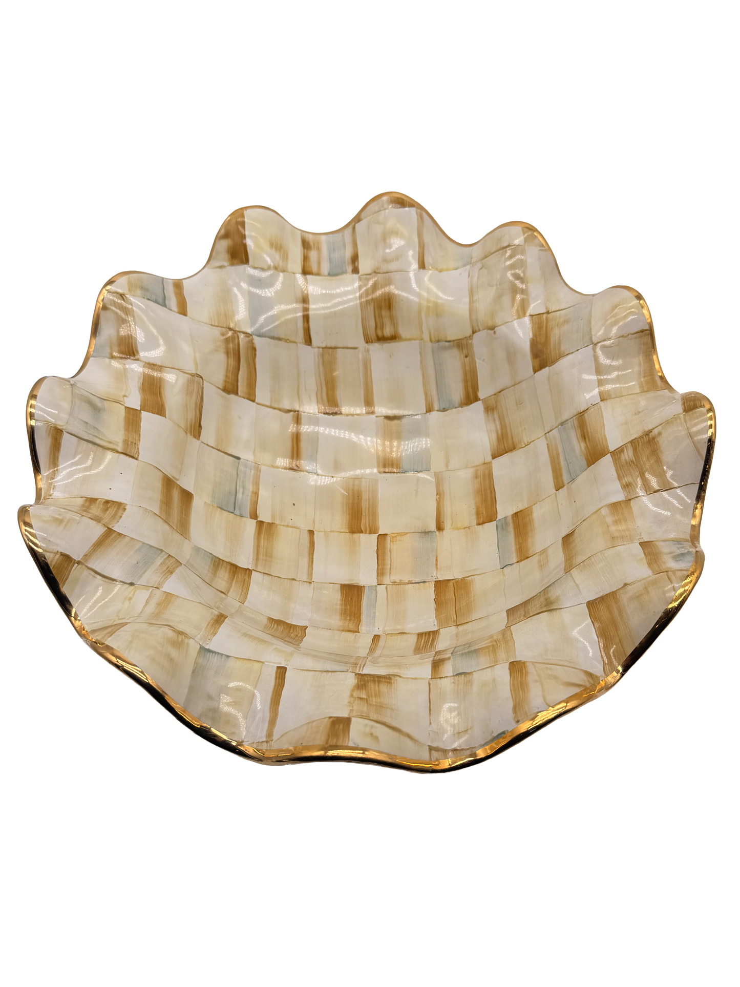 Parchment Check Ceramic Medium Serving Bowl