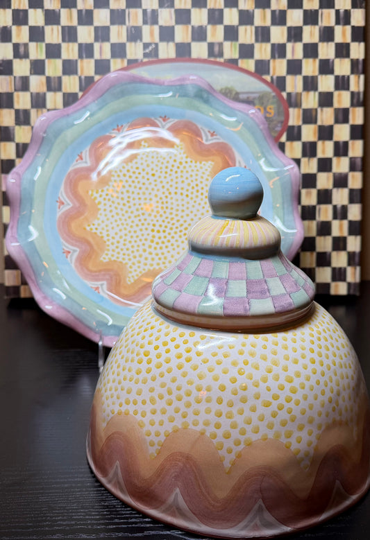 MacKenzie-Childs Kukenhof Cheese Dome (Cloche + Platter)