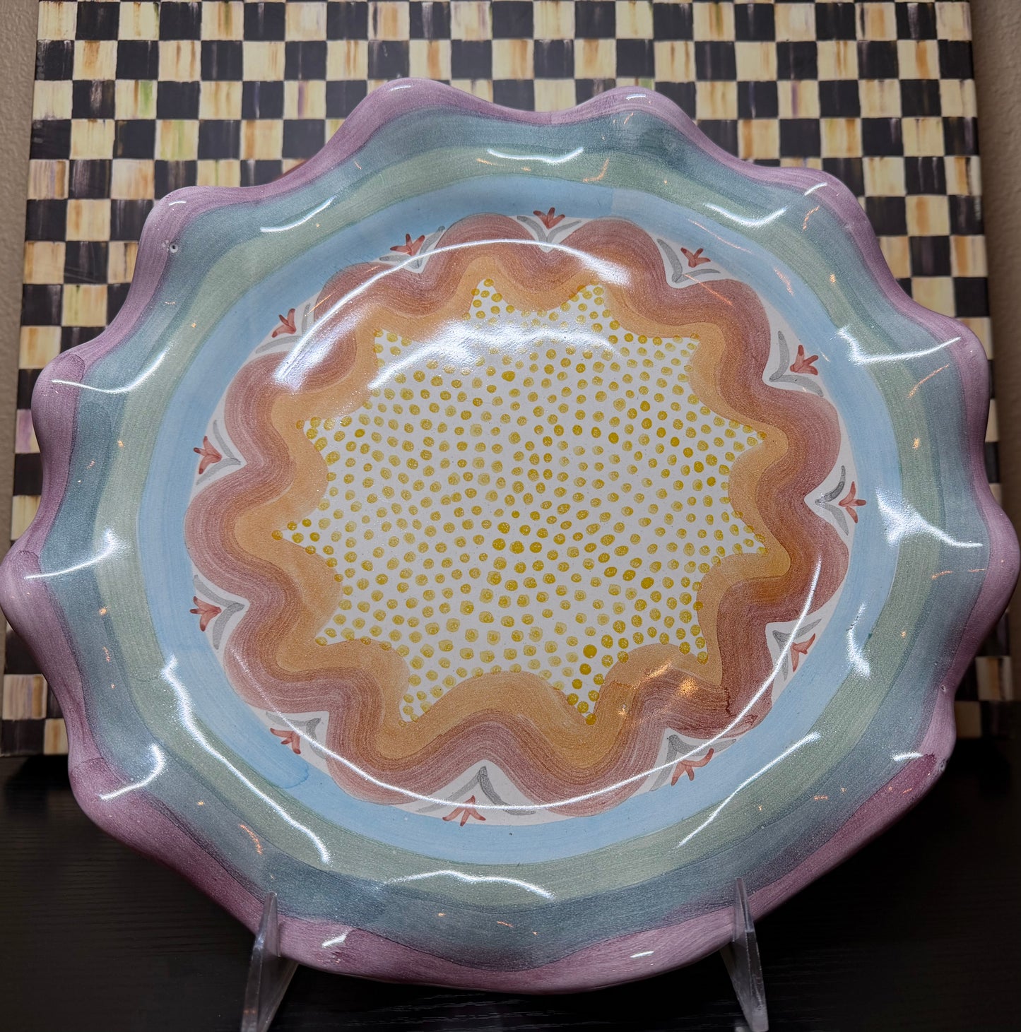 MacKenzie-Childs Kukenhof Cheese Dome (Cloche + Platter)