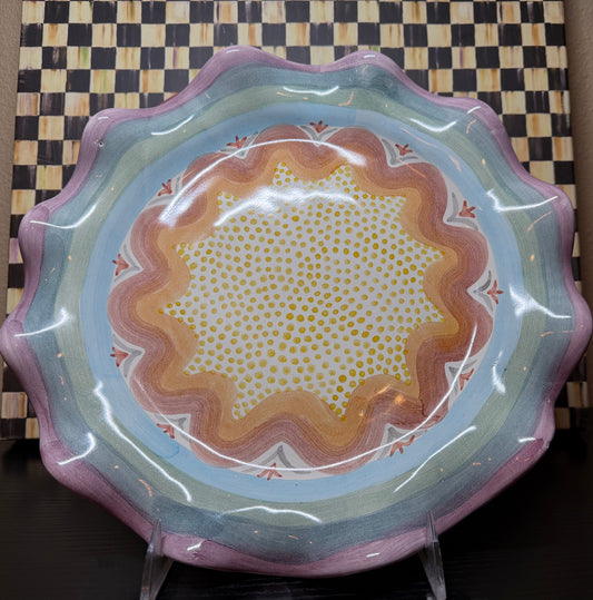 MacKenzie-Childs Kukenhof Cheese Dome (Cloche + Platter)