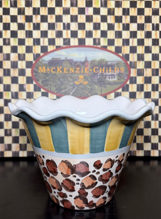 MacKenzie-Childs Leopard 8" Flower Pot Planter