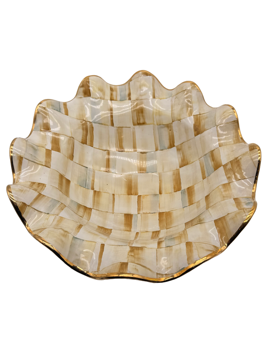 Parchment Check Ceramic Medium Serving Bowl