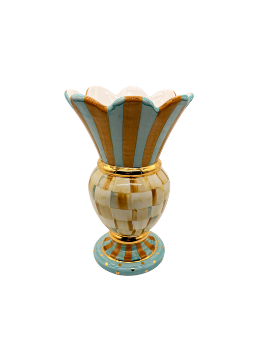Parchment Check Ceramic Great Vase