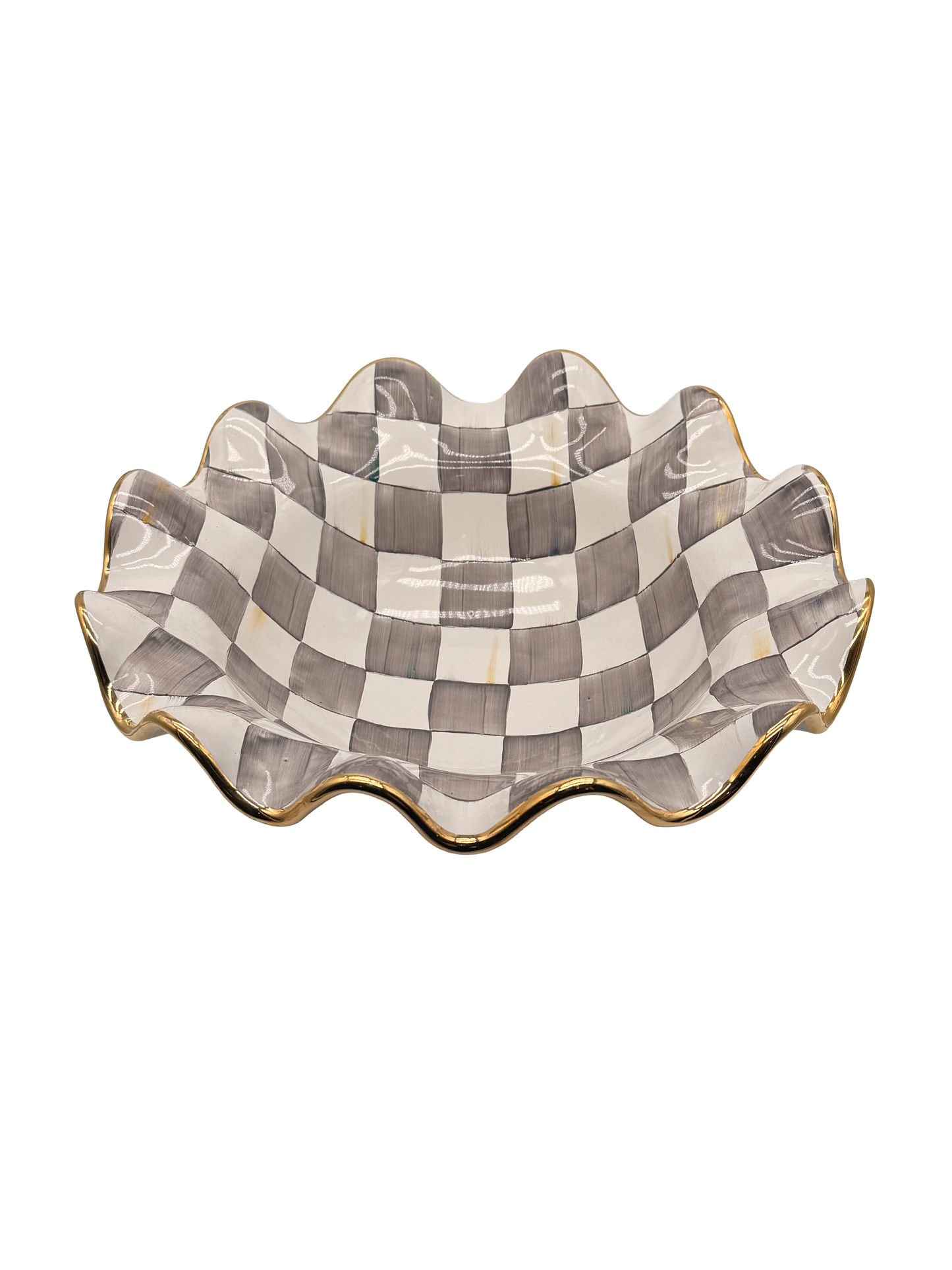 Sterling Check Ceramic Medium Serving Bowl