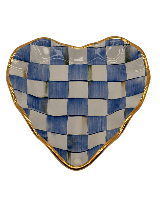 Royal Check Ceramic Heart Plate